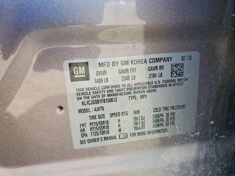 Продажа на аукционе авто 2015 Buick Encore, vin: KL4CJGSB1FB150613, номер лота: 53327816