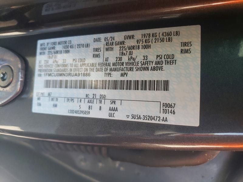 Продаж на аукціоні авто 2024 Ford Escape, vin: 1FMCU0MN3RUA91886, номер лоту: 51990096