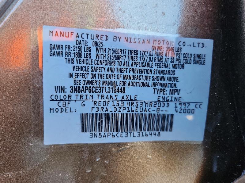 Aukcja sprzedaży 2026 Nissan Kicks, vin: 3N8AP6CE3TL316448, numer aukcji: 52873186