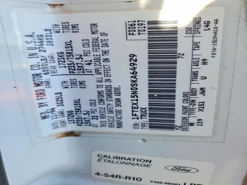 53318046 :رقم المزاد ، 1FTEX15N0SKA64929 vin ، 1995 Ford F150 مزاد بيع