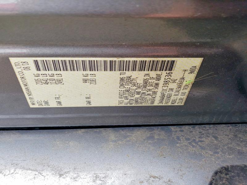 2018 Nissan Maxima მანქანა იყიდება აუქციონზე, vin: 1N4AA6AP3JC398536, აუქციონის ნომერი: 54658556