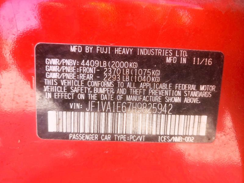 Продажа на аукционе авто 2017 Subaru Wrx, vin: JF1VA1E67H9825942, номер лота: 53248856