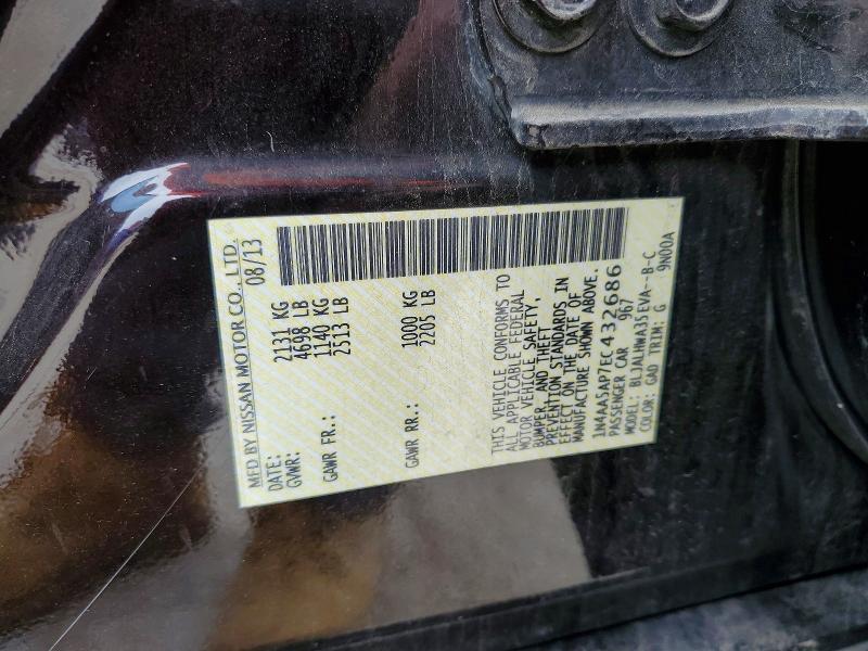 Продажа на аукционе авто 2014 Nissan Maxima, vin: 1N4AA5AP7EC432686, номер лота: 54181066