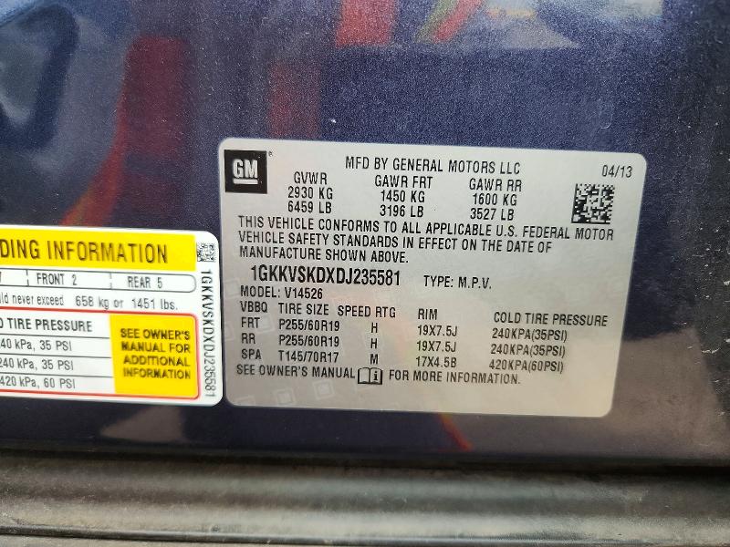 Продаж на аукціоні авто 2013 Gmc Acadia, vin: 1GKKVSKDXDJ235581, номер лоту: 51830516
