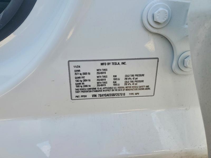 Продажа на аукционе авто 2025 Tesla Model Y, vin: 7SAYGAEE6SF257518, номер лота: 52888206