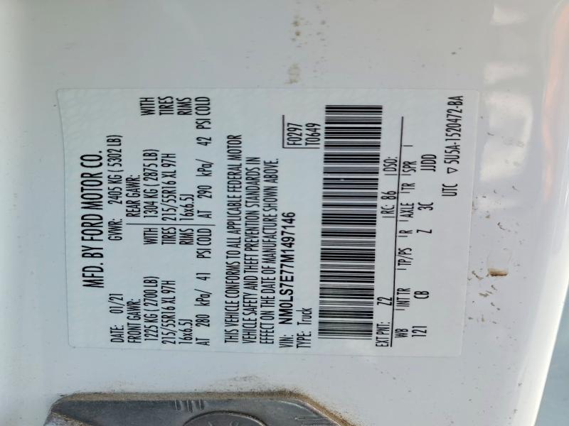 Aukcja sprzedaży 2021 Ford Transit Connect, vin: NM0LS7E77M1497146, numer aukcji: 55117046