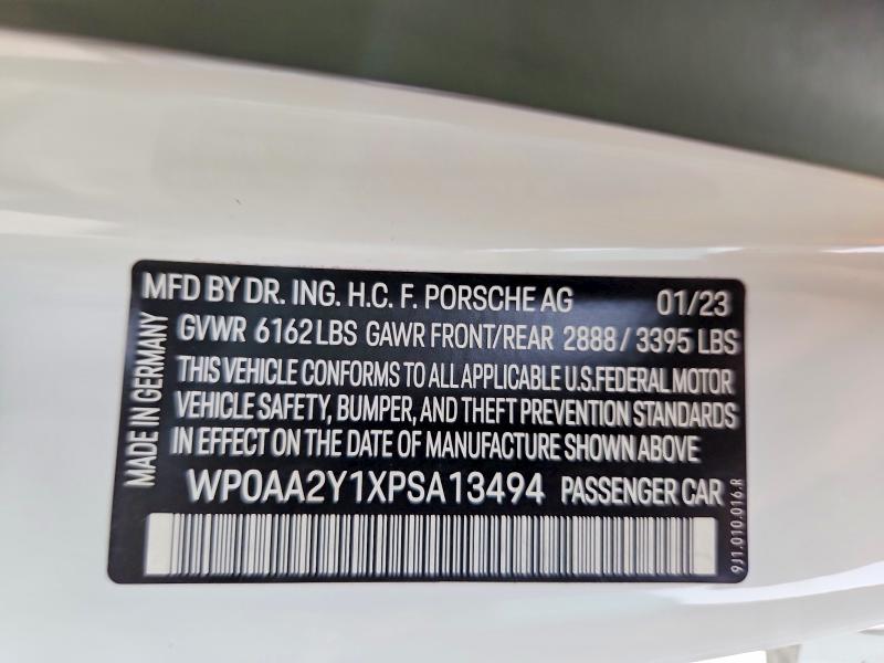 Aukcja sprzedaży 2023 Porsche Taycan, vin: WP0AA2Y1XPSA13494, numer aukcji: 52745246