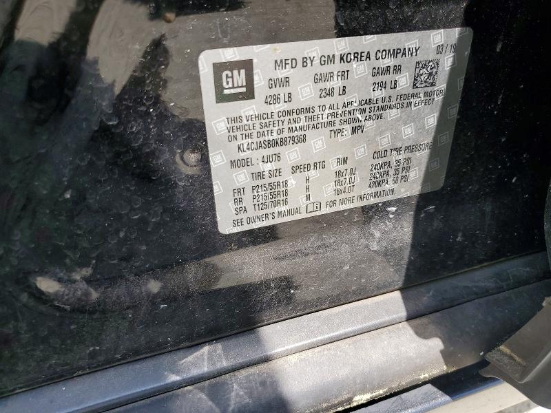 52435066 :رقم المزاد ، KL4CJASB0KB879368 vin ، 2019 Buick Encore مزاد بيع