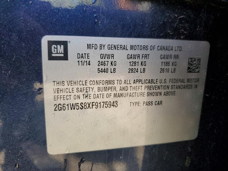 52397766 :رقم المزاد ، 2G61W5S8XF9175943 vin ، 2015 Cadillac Xts مزاد بيع