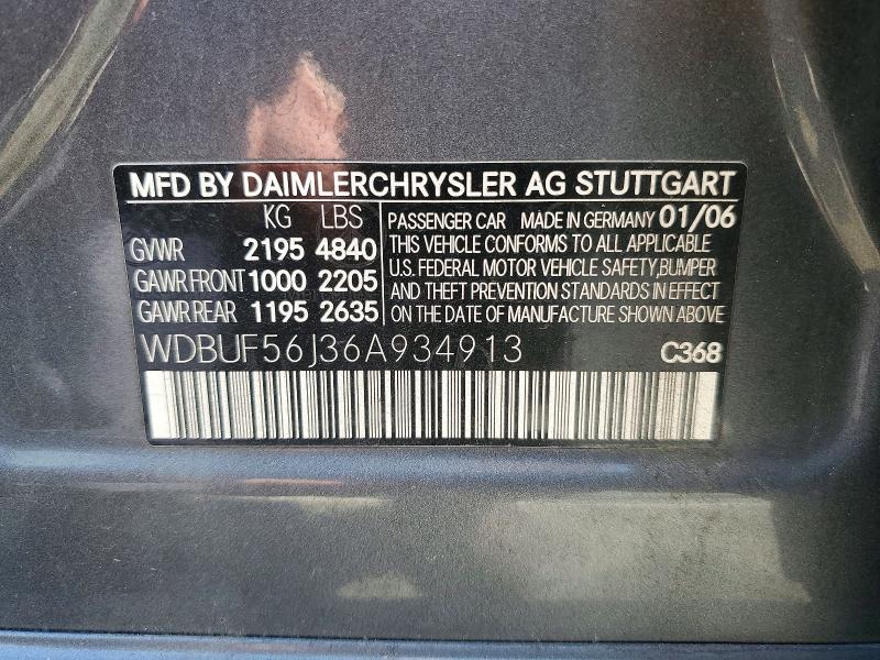 Aukcja sprzedaży 2006 Mercedes-benz E, vin: WDBUF56J36A934913, numer aukcji: 53840966