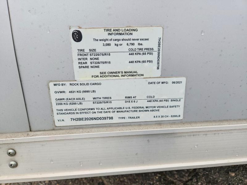 Продаж на аукціоні авто 2022 Rock Solid Cargo Trailer, vin: 7H2BE2026ND039798, номер лоту: 55000376