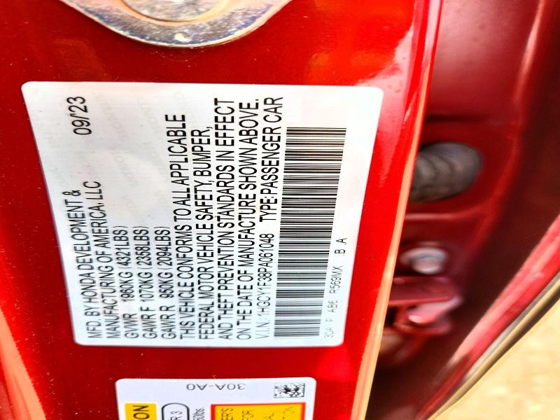 2023 Honda Accord მანქანა იყიდება აუქციონზე, vin: 1HGCY1F38PA061048, აუქციონის ნომერი: 54318706