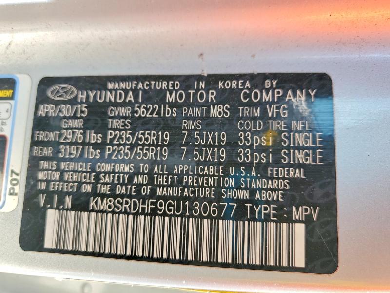Aukcja sprzedaży 2016 Hyundai Santa Fe, vin: KM8SRDHF9GU130677, numer aukcji: 55362146