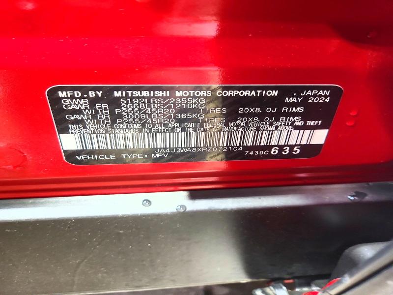 Продаж на аукціоні авто 2024 Mitsubishi Outlander, vin: JA4J3WA8XRZ072104, номер лоту: 51982046