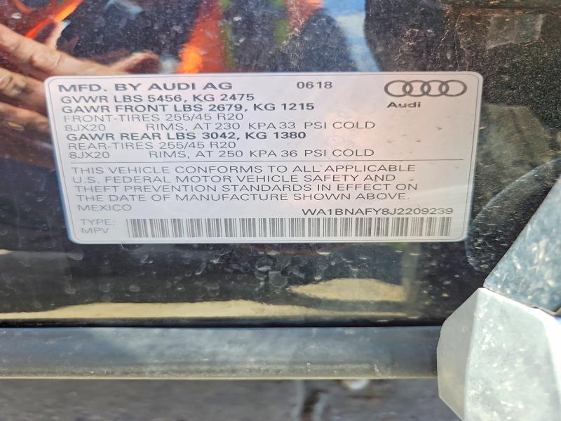 Продаж на аукціоні авто 2018 Audi Q5, vin: WA1BNAFY8J2209239, номер лоту: 53383646