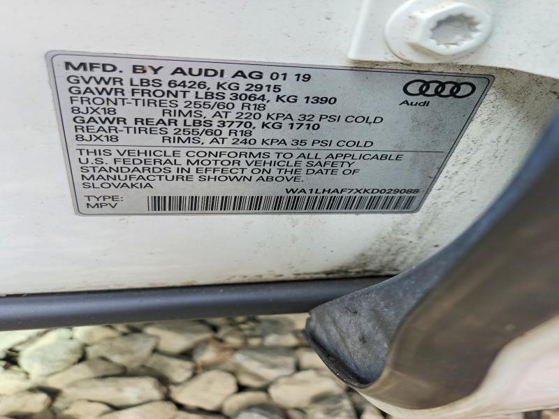 2019 Audi Q7 მანქანა იყიდება აუქციონზე, vin: WA1LHAF7XKD029088, აუქციონის ნომერი: 54730976