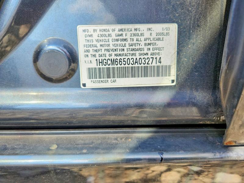 Aukcja sprzedaży 2003 Hond Accord, vin: 1HGCM66503A032714, numer aukcji: 53888076