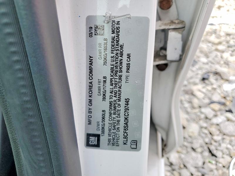 2019 Chevrolet Spark მანქანა იყიდება აუქციონზე, vin: KL8CF6SA0KC797445, აუქციონის ნომერი: 53724726