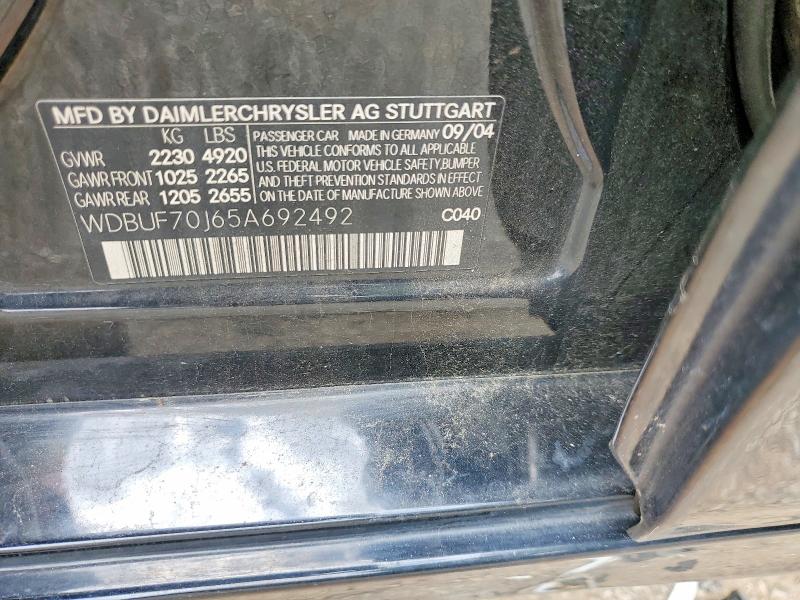53351436 :رقم المزاد ، WDBUF70J65A692492 vin ، 2005 Mercedes-benz E مزاد بيع