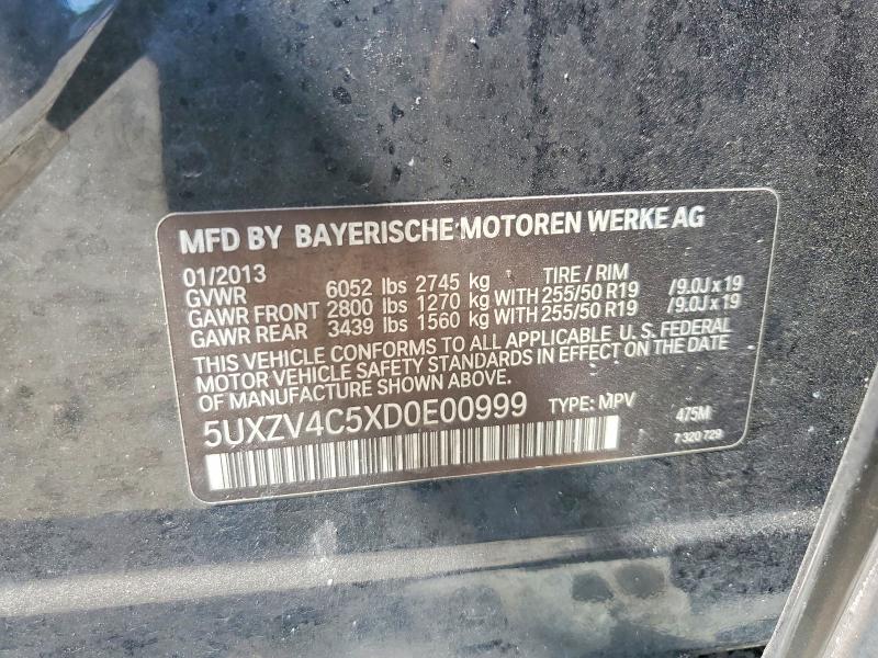 2013 Bmw X5 მანქანა იყიდება აუქციონზე, vin: 5UXZV4C5XD0E00999, აუქციონის ნომერი: 54056326
