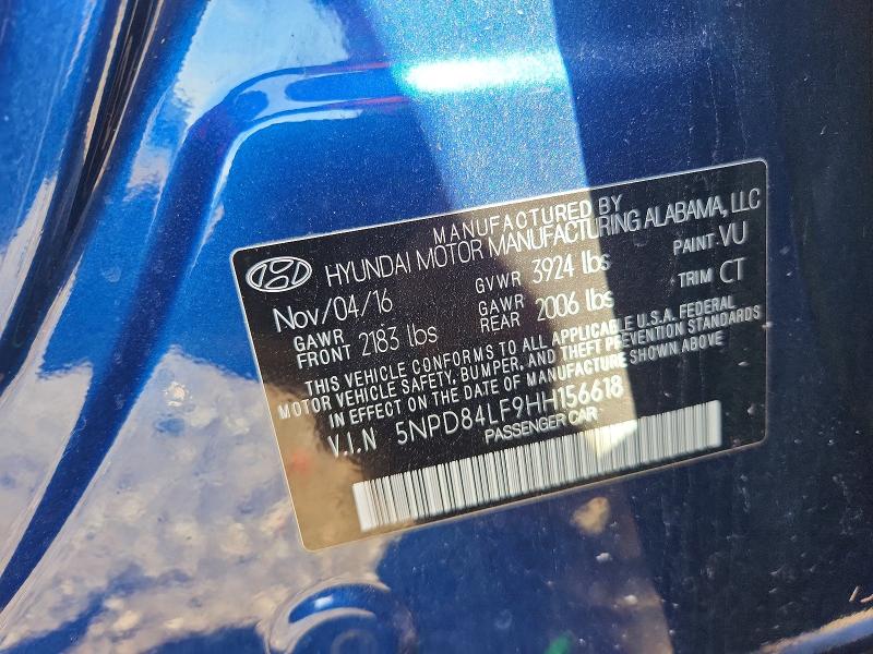 2017 Hyundai Elantra მანქანა იყიდება აუქციონზე, vin: 5NPD84LF9HH156618, აუქციონის ნომერი: 54176976