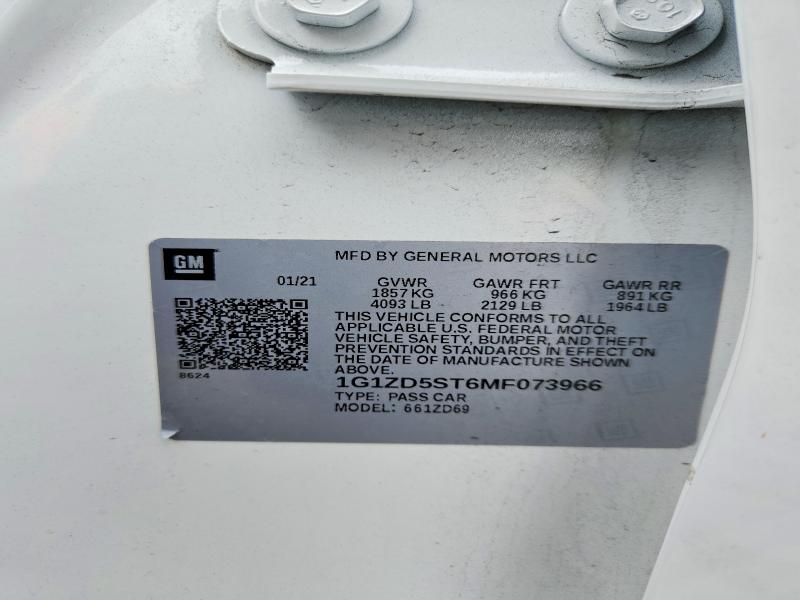 54683356 :رقم المزاد ، 1G1ZD5ST6MF073966 vin ، 2021 Chevrolet Malibu مزاد بيع