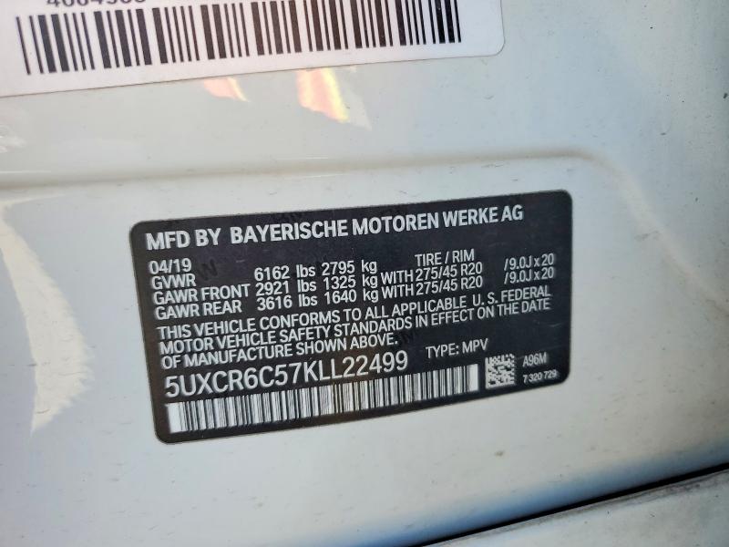 53423616 :رقم المزاد ، 5UXCR6C57KLL22499 vin ، 2019 Bmw X5 مزاد بيع