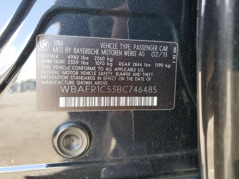 52290876 :رقم المزاد ، WBAFR1C53BC746485 vin ، 2011 Bmw 528 مزاد بيع