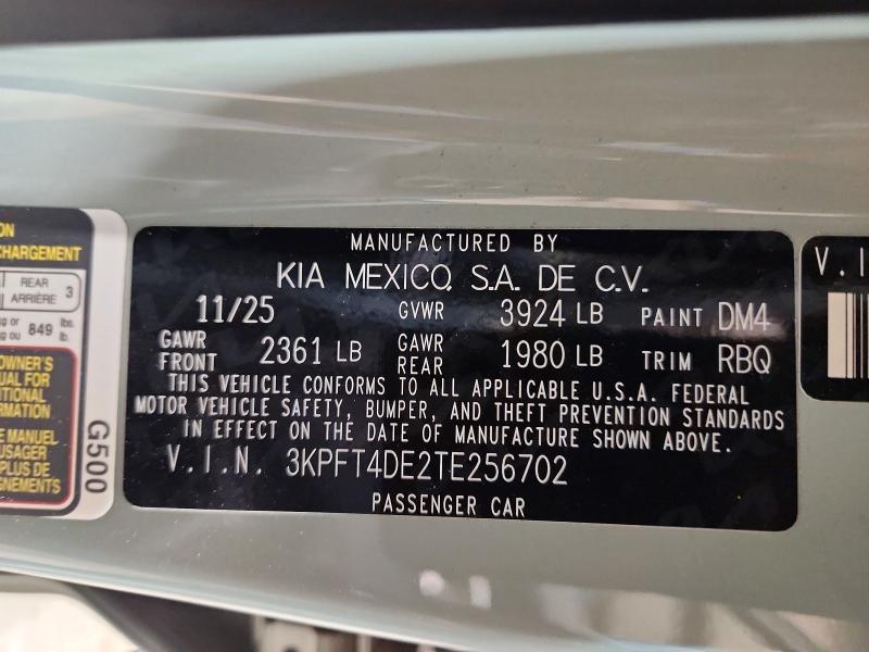 Aukcja sprzedaży 2026 Kia K4, vin: 3KPFT4DE2TE256702, numer aukcji: 54208046