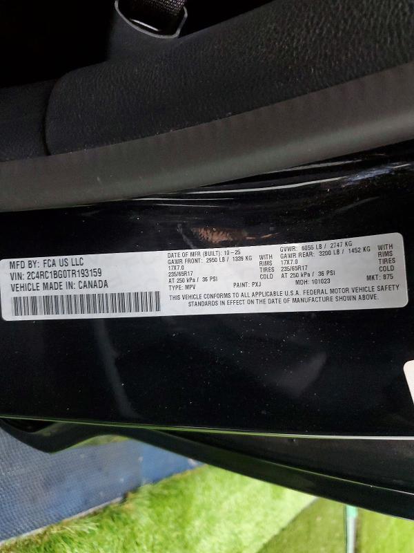 54186036 :رقم المزاد ، 2C4RC1BG0TR193159 vin ، 2026 Chrysler Pacifica مزاد بيع