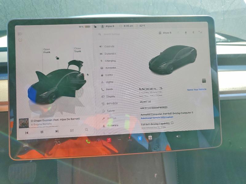 2022 Tesla Model 3 მანქანა იყიდება აუქციონზე, vin: 5YJ3E1EBXNF183933, აუქციონის ნომერი: 54133746
