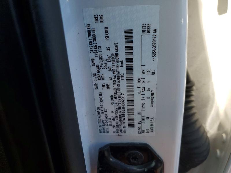Aukcja sprzedaży 2018 Ford F150, vin: 1FTEW1E55JFB92917, numer aukcji: 54852546