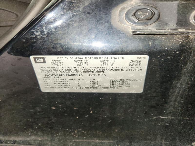 Aukcja sprzedaży 2015 Chevrolet Equinox, vin: 2GNFLFEK9F6299073, numer aukcji: 54327536
