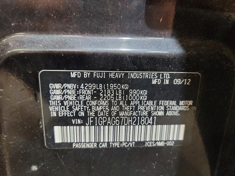 Продажа на аукционе авто 2013 Subaru Impreza, vin: JF1GPAG67DH218041, номер лота: 54644746