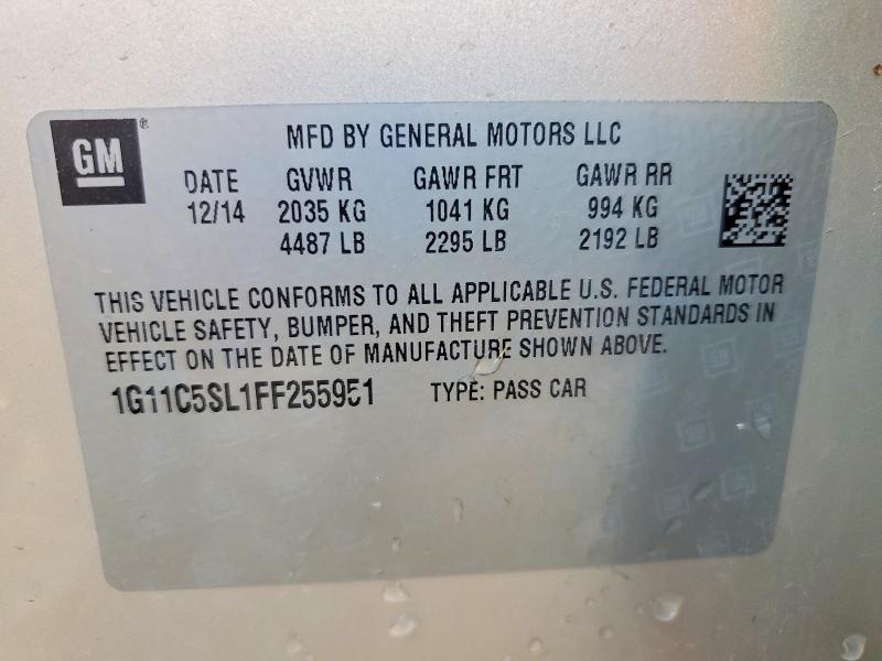 Продаж на аукціоні авто 2015 Chevrolet Malibu, vin: 1G11C5SL1FF255951, номер лоту: 54541836