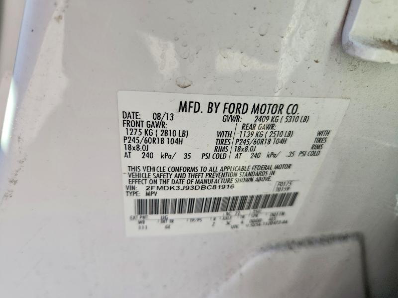Продажа на аукционе авто 2013 Ford Edge, vin: 2FMDK3J93DBC81916, номер лота: 54823766