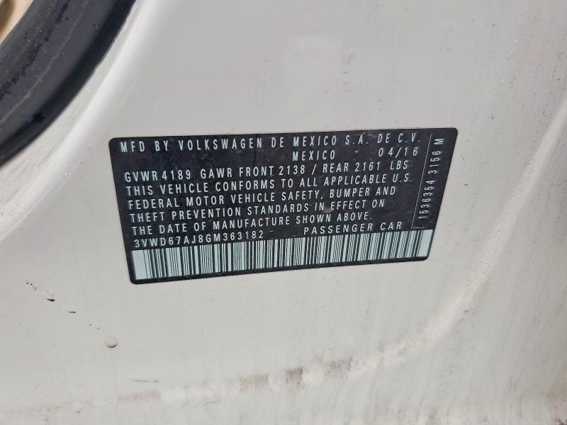 Продажа на аукционе авто 2016 Volkswagen Jetta, vin: 3VWD67AJ8GM363182, номер лота: 54681846