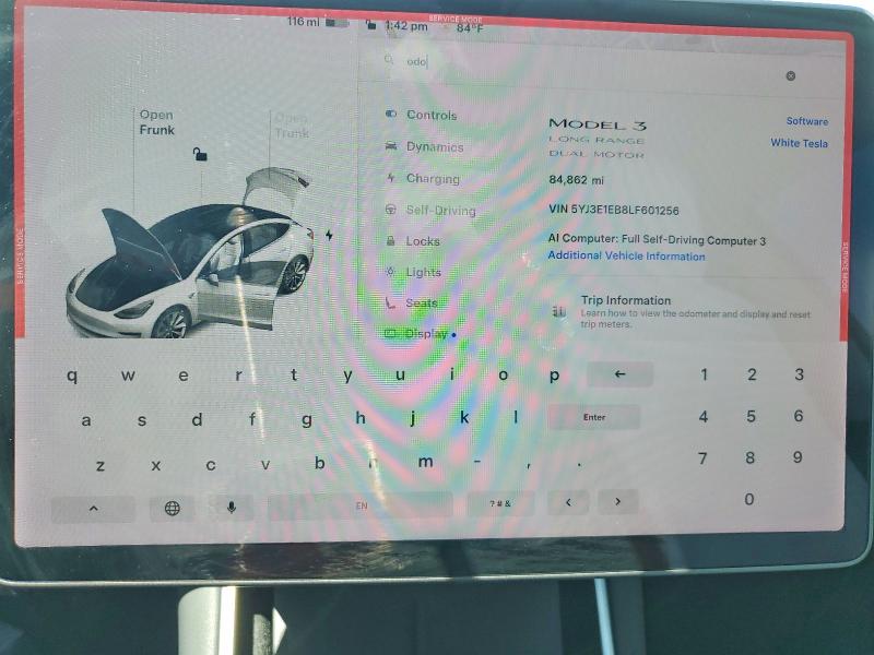 54540496 :رقم المزاد ، 5YJ3E1EB8LF601256 vin ، 2020 Tesla Model 3 مزاد بيع