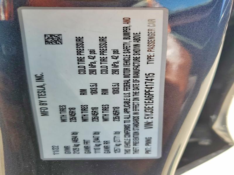 Aukcja sprzedaży 2023 Tesla Model 3, vin: 5YJ3E1EA6PF417415, numer aukcji: 53753916