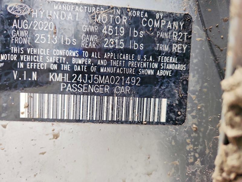54338996 :رقم المزاد ، KMHL24JJ5MA021492 vin ، 2021 Hyundai Sonata Hybrid مزاد بيع