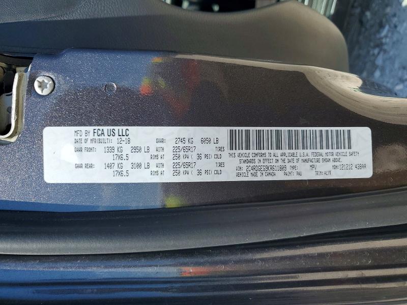 Продаж на аукціоні авто 2019 Dodge Grand Caravan, vin: 2C4RDGEG9KR611809, номер лоту: 53259776