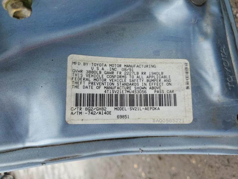 1991 Toyota Camry მანქანა იყიდება აუქციონზე, vin: 4T1SV21E7MU453056, აუქციონის ნომერი: 53214006