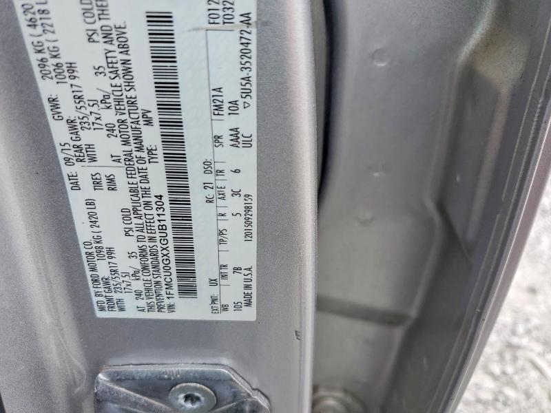 2016 Ford Escape მანქანა იყიდება აუქციონზე, vin: 1FMCU0GXXGUB11304, აუქციონის ნომერი: 52742196