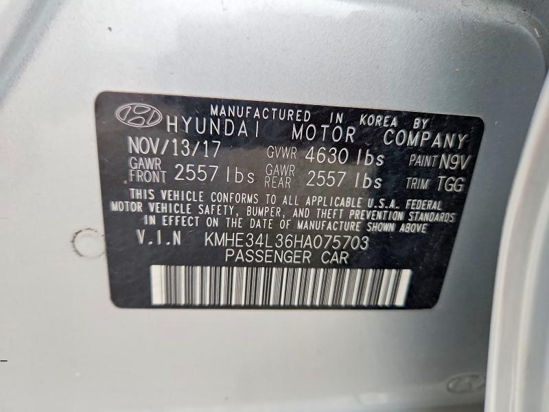 Aukcja sprzedaży 2017 Hyundai Sonata, vin: KMHE34L36HA075703, numer aukcji: 53592886