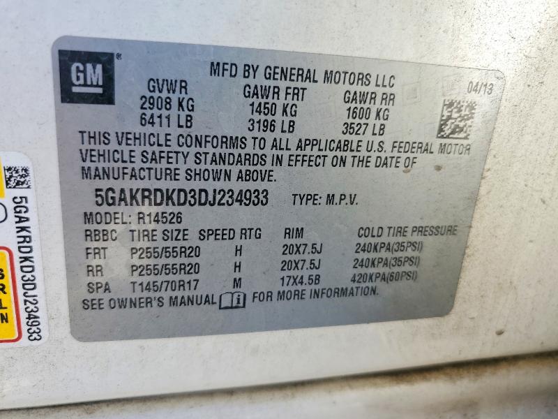 Aukcja sprzedaży 2013 Buick Enclave, vin: 5GAKRDKD3DJ234933, numer aukcji: 54307946