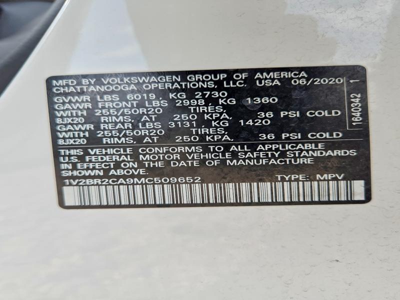 Aukcja sprzedaży 2021 Volkswagen Atlas, vin: 1V2BR2CA9MC509652, numer aukcji: 53522686