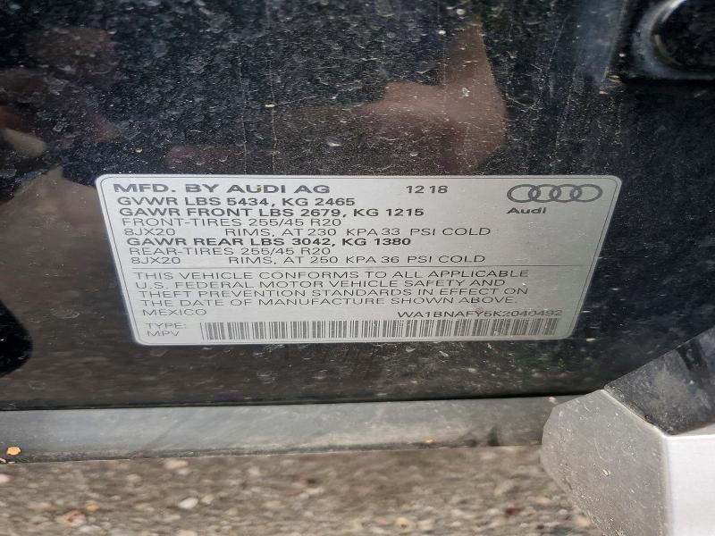 Aukcja sprzedaży 2019 Audi Q5, vin: WA1BNAFY5K2040492, numer aukcji: 55460576