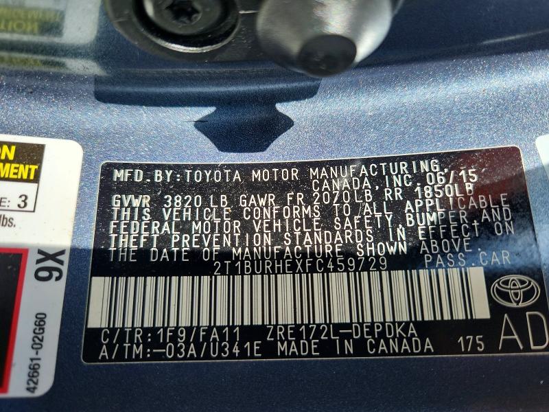Aukcja sprzedaży 2015 Toyota Corolla, vin: 2T1BURHEXFC459729, numer aukcji: 54589036