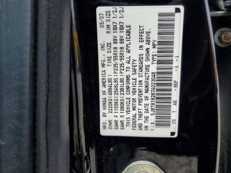 53799076 :رقم المزاد ، 5J8TB18287A023048 vin ، 2007 Acura Rdx مزاد بيع