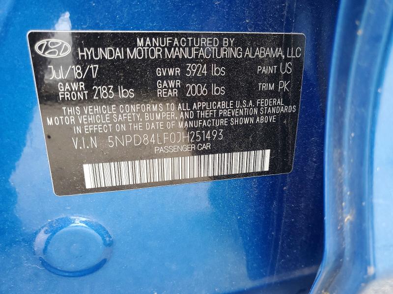 Aukcja sprzedaży 2018 Hyundai Elantra, vin: 5NPD84LF0JH251493, numer aukcji: 52438286